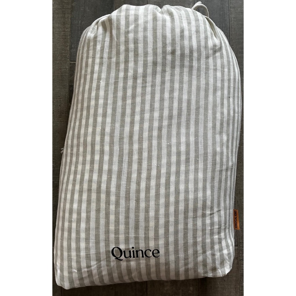 Quince 100% European Linen King Duvet Cover - Willowleaf Stripe